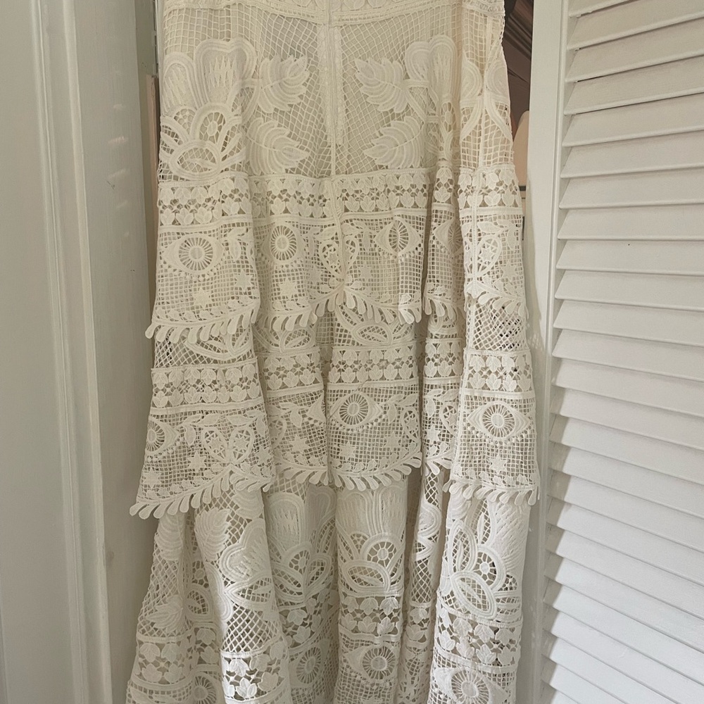 FARM Rio Cream Lace Midi Skirt